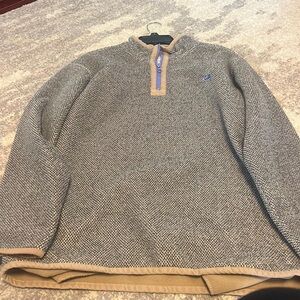 Southern Marsh Heathered Gray and Tan Quarter-Zip Pullover